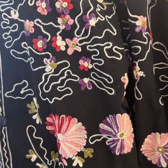 Floral Embroidered Women's Black Jacket - Picture 3 of 5